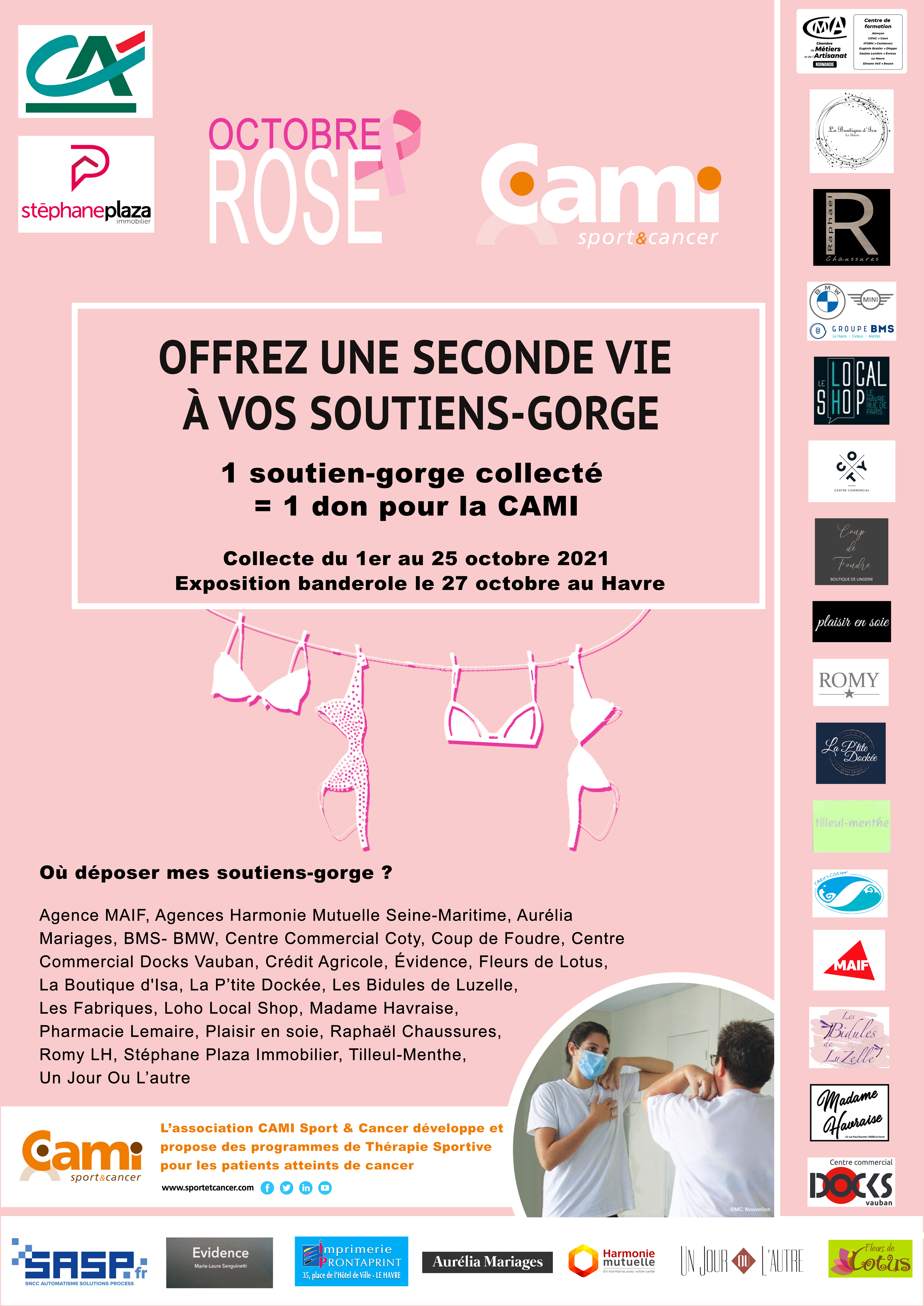 L’association CAMI Sport & Cancer organise l’évènement « OFFREZ UNE SECONDE VIE À VOS SOUTIENS-GORGE »