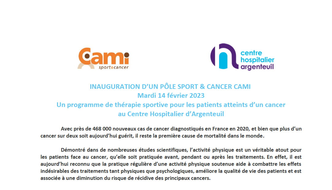 CP - Un programme de thérapie sportive pour les patients atteints d’un cancer au Centre Hospitalier d’Argenteuil