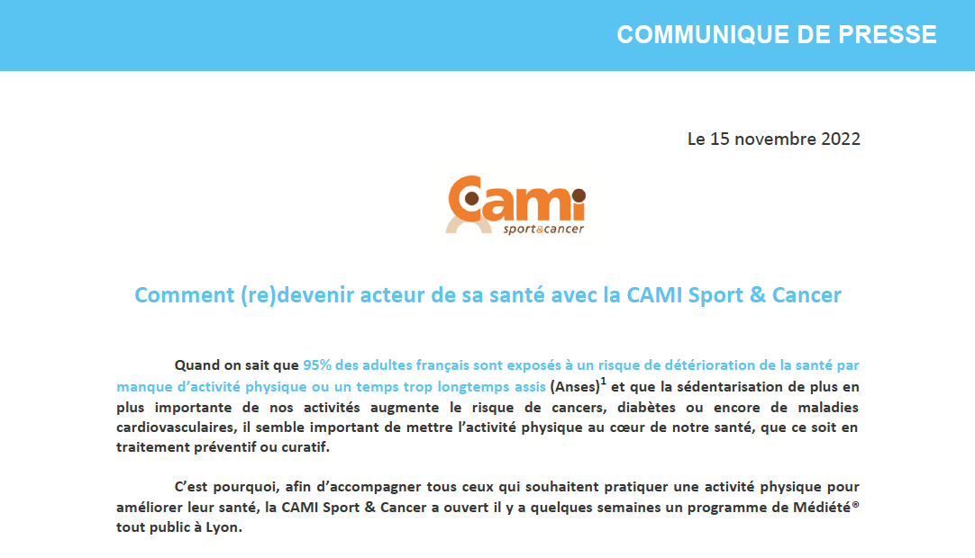 CP CAMI Sport & Cancer - Programme Tout Public Lyon 2022