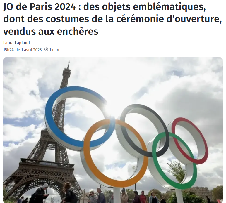 JO de Paris 2024 : des objets emblématiques, dont des costumes de la cérémonie d’ouverture, vendus aux enchères