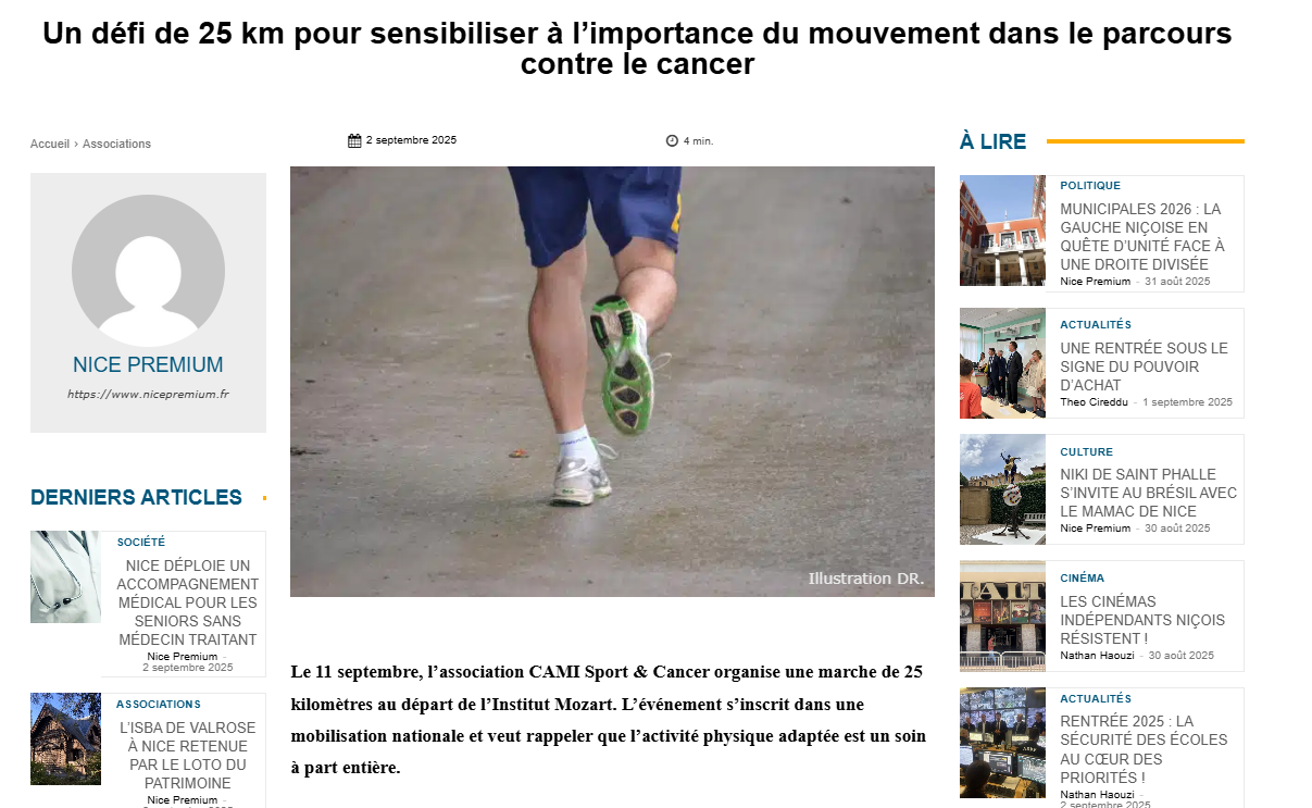 Un défi de 25 km pour sensibiliser à l’importance du mouvement dans le parcours contre le cancer